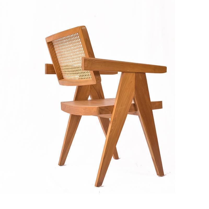 Cadeira Madeira Teca/Rattan Sontana 59x56x77cm