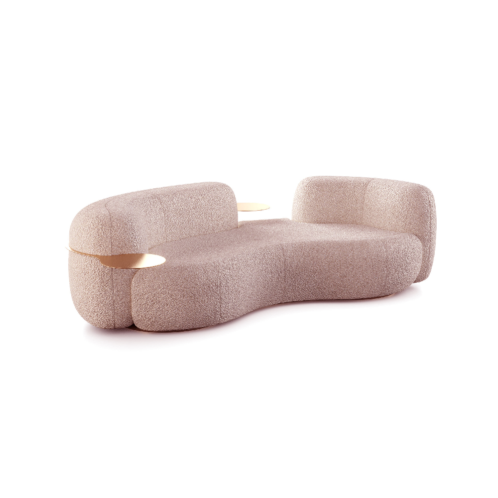 Sofá Signature Claire Peach C252xL85xA78cm (Acompanha duas mesas laterais)
