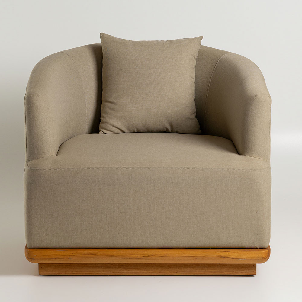 Poltrona Madeira Teca Lisbon C90xL90xA86cm (Tecido à prova d'água e UV)