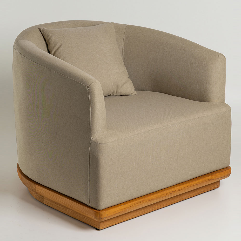 Poltrona Madeira Teca Lisbon C90xL90xA86cm (Tecido à prova d'água e UV)