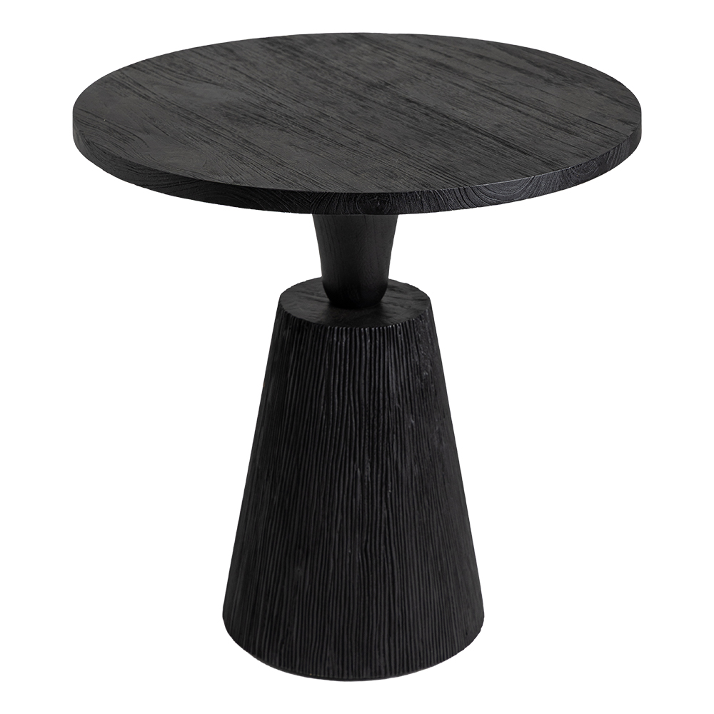 Mesa Lateral Madeira Teca Jati Art Black Ø60xA60cm