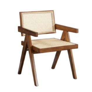 Cadeira Braço Madeira/Fibra Natural Capitol L54xP56xA80cm