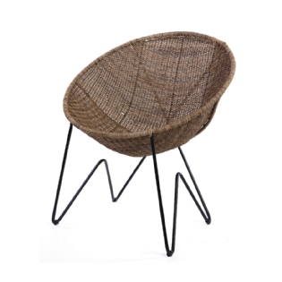 Poltrona Aço Carbono|Rattan Sintetico Boney L:60 X P:60 X A:78 CM