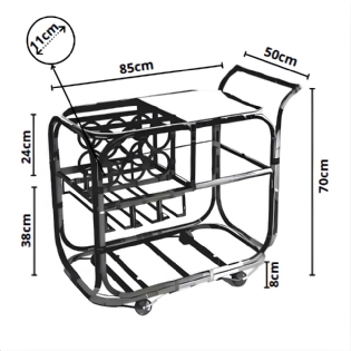 Carrinho Bar Rattan Medelin -  L:85  X P:50 X A:70 CM