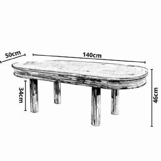 Mesa Centro Rattan Vernon - L:140 X P:50 X A:46 CM