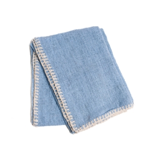 Cobre Leito Algodao Puro & Linho Taylam Blue L:200 X P:130 X A:02 CM