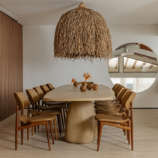 Pendente Rattan e Fibra Natural Omolu - Ø:80 X A:80 CM