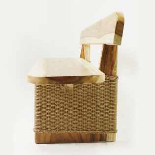 Banco Madeira com Fibras Naturais Cave - L:230 X P:51 X A:76 CM