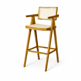 Banqueta Braço Madeira/Fibra Natural Capitol L53xP53xA70cm