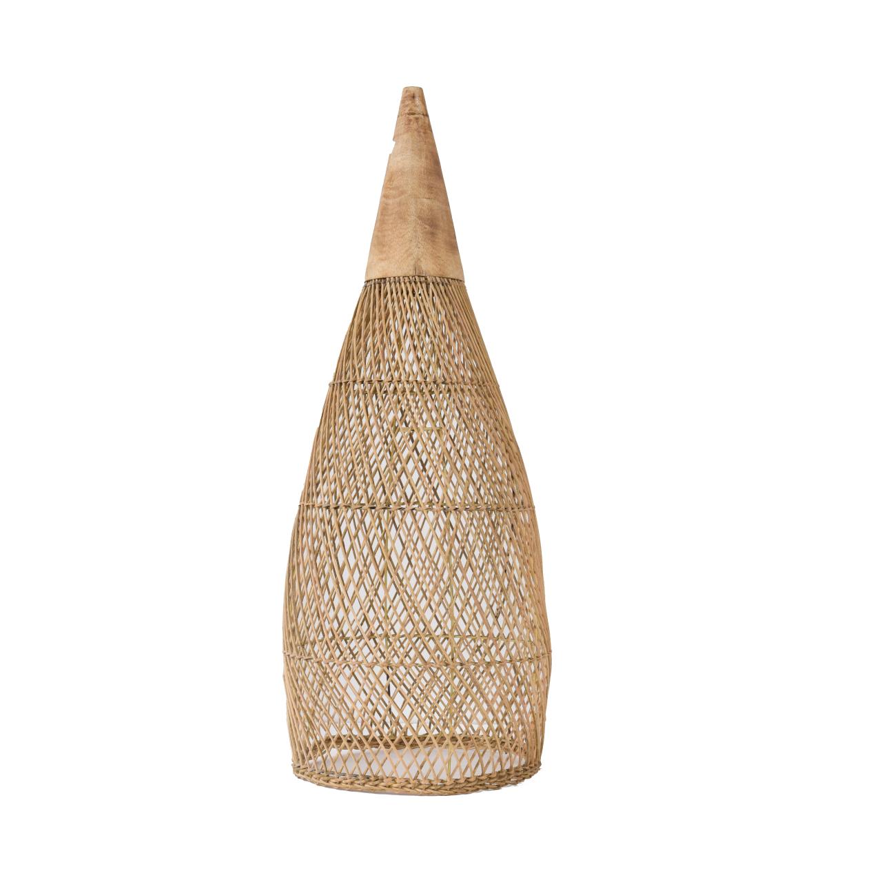 Pendente Rattan/Madeira N178 Ø35xA88cm
