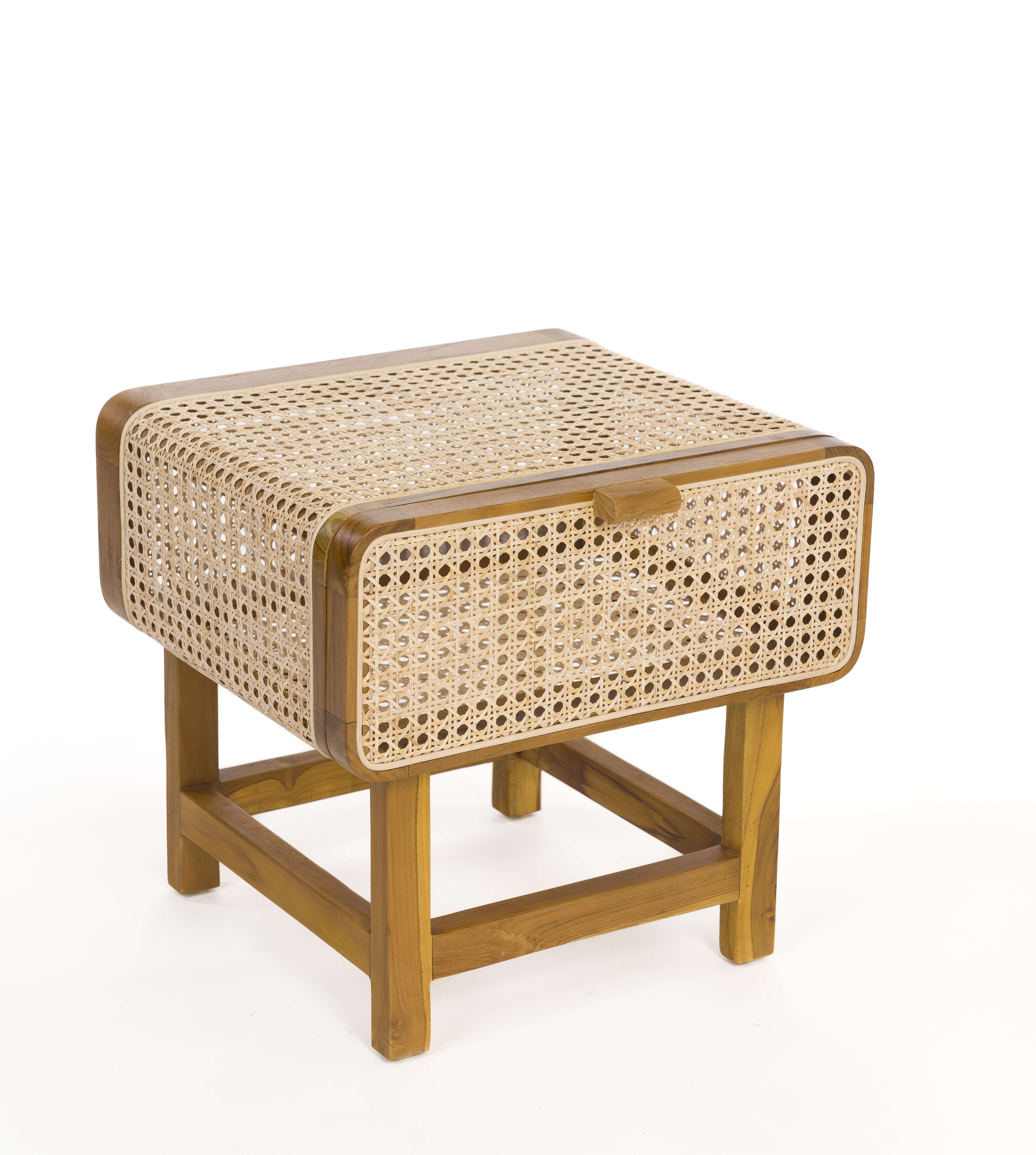 Mesa de Cabeceira Com Gaveta em Rattan Jade C48xL43xA60cm