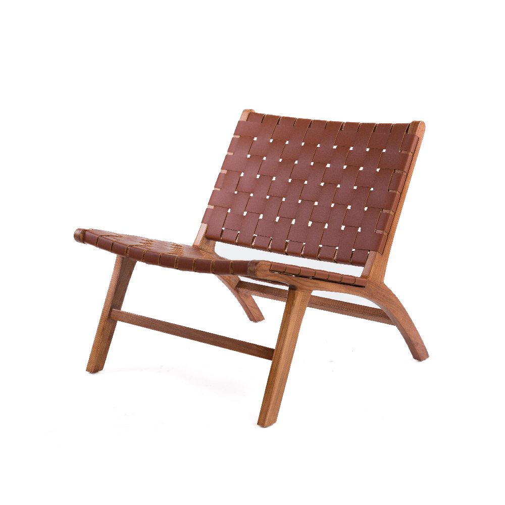 Poltrona Madeira/Couro Cassie C65xL75xA75cm
