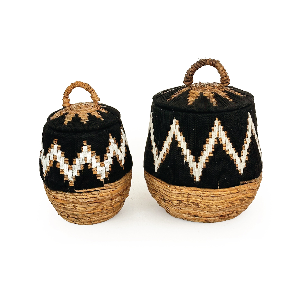 Conjunto Cestos Fibra Banana Maven Black