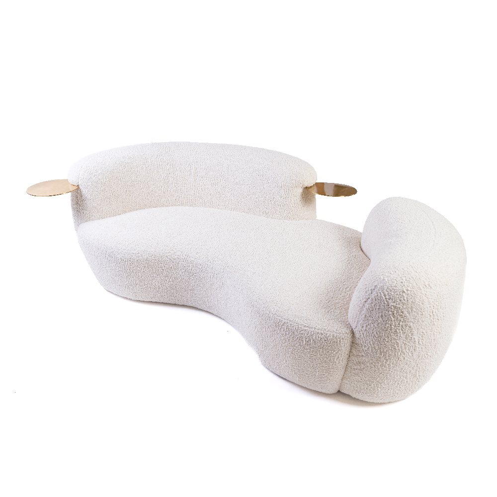 Sofá Claire White - L:252 X P:85 X A:78 CM (Acompanha duas mesas laterais)