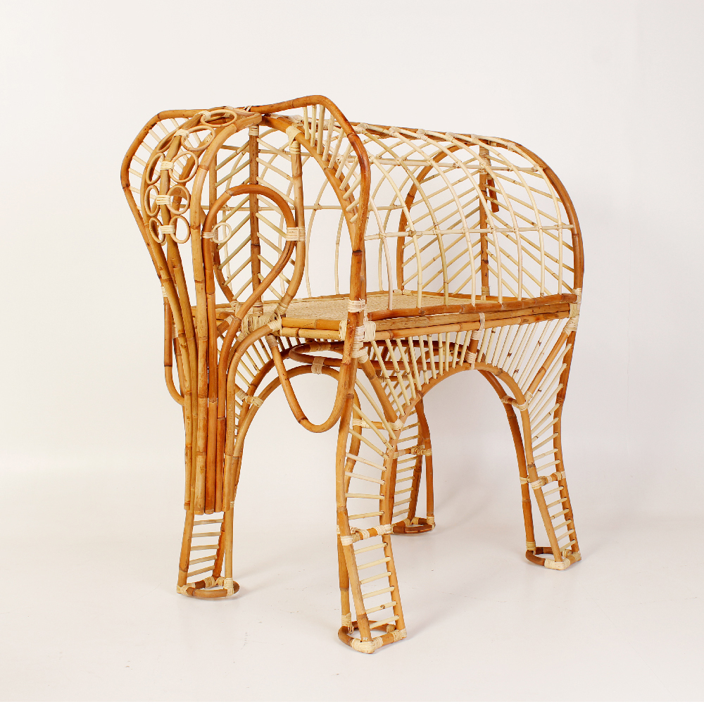 Carrinho Bar Rattan Elefante - L:140 X P:140 X A:80 CM